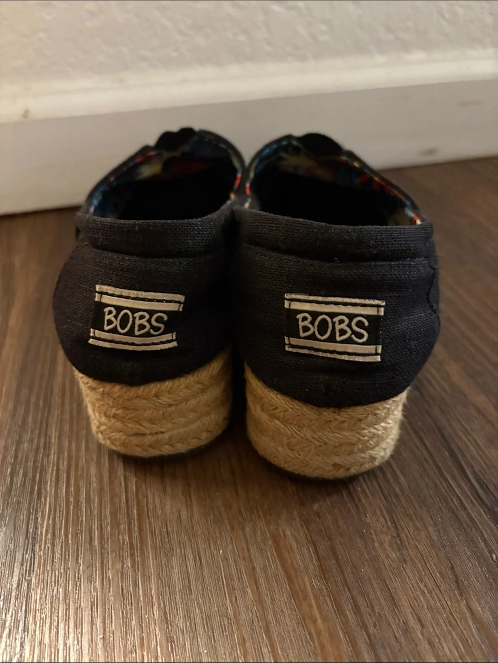 Skechers Black Canvas Espadrille Slip-Ons
